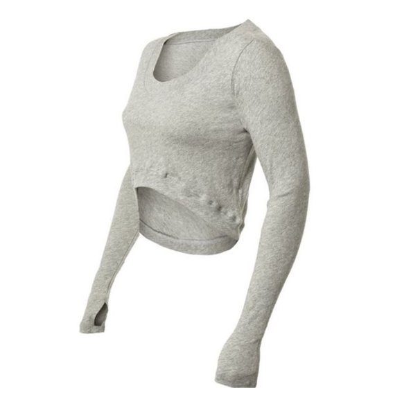 CABI #539 Gray Mélange Crop Shrunken Sweatshirt M - Picture 2 of 8